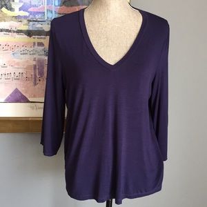 Michael Stars V Neck Slit Sleeve Top